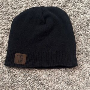 Black Knit Beanie with Brown Logo Patch - Nine Line